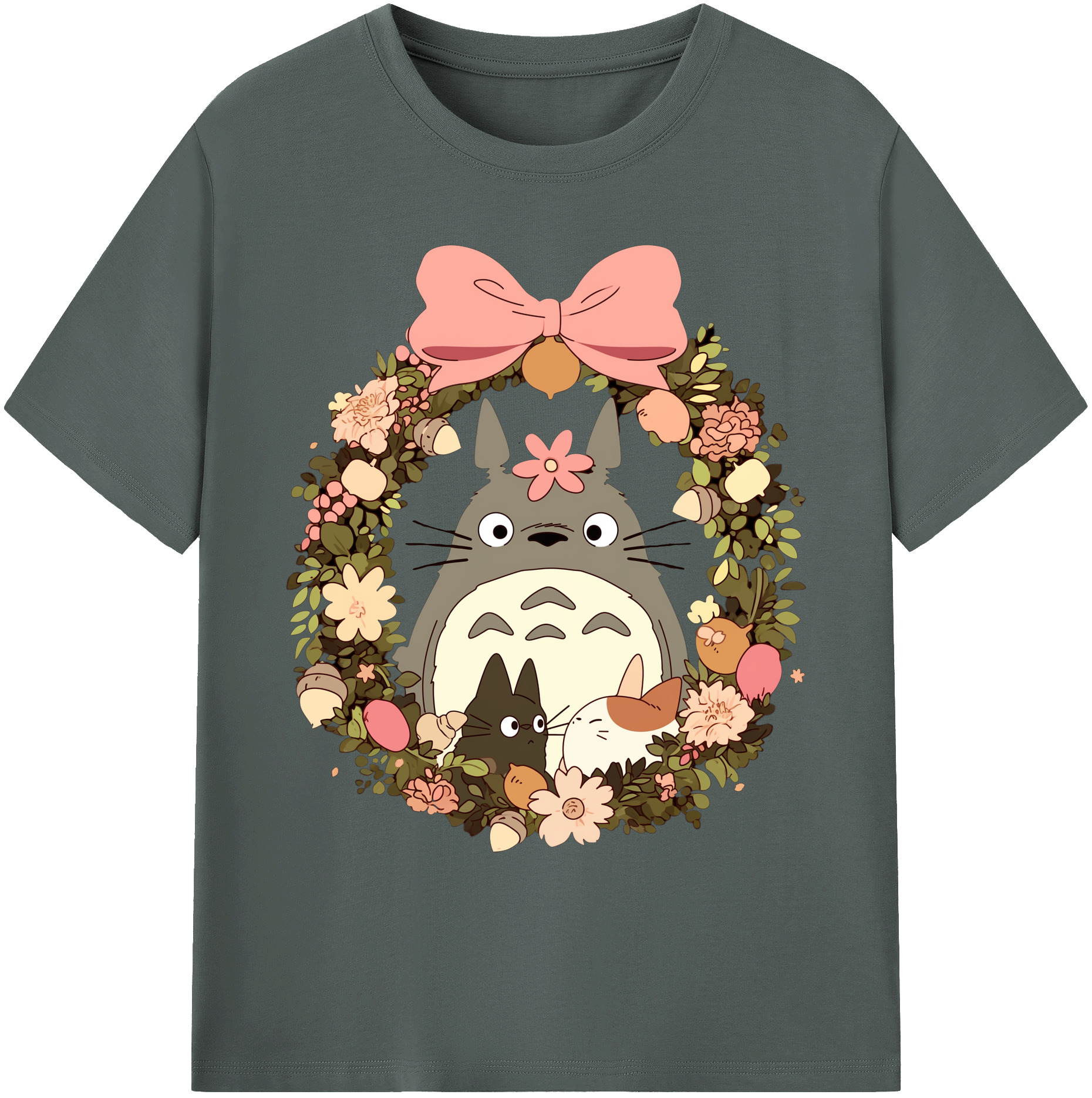 （画像用） となりのトトロ 草壁メイ 草壁サツキ My Neighbor Totoro Satsuki Kusakabe Mei Kusakabe 綿100％ メンズ半袖Tシャツ｜肌触りやわらか＆通気性
